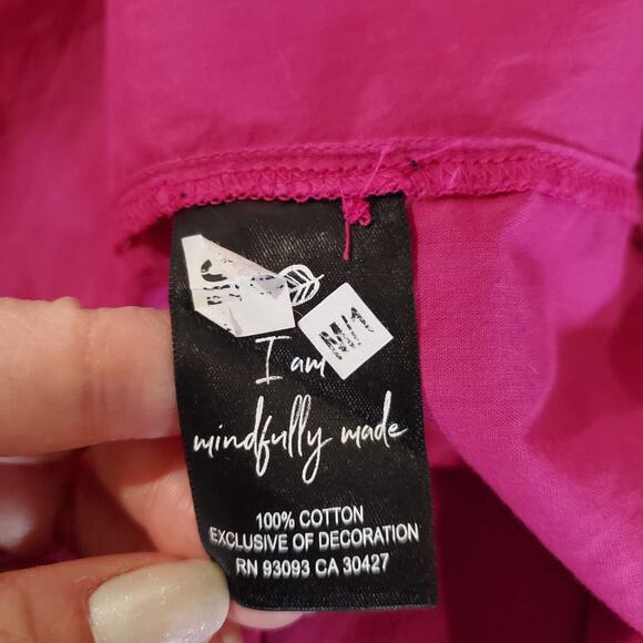 Nic+Zoe Cotton Button Up Blouse Shirt Womens Plus Size 1X Hot Pink Poplin Career - Picture 8 of 10